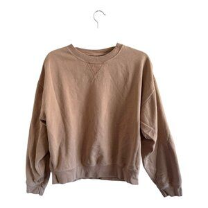 American Eagle Crewneck Sweatshirt Beige Brown Pullover Women’s Small AE Cozy